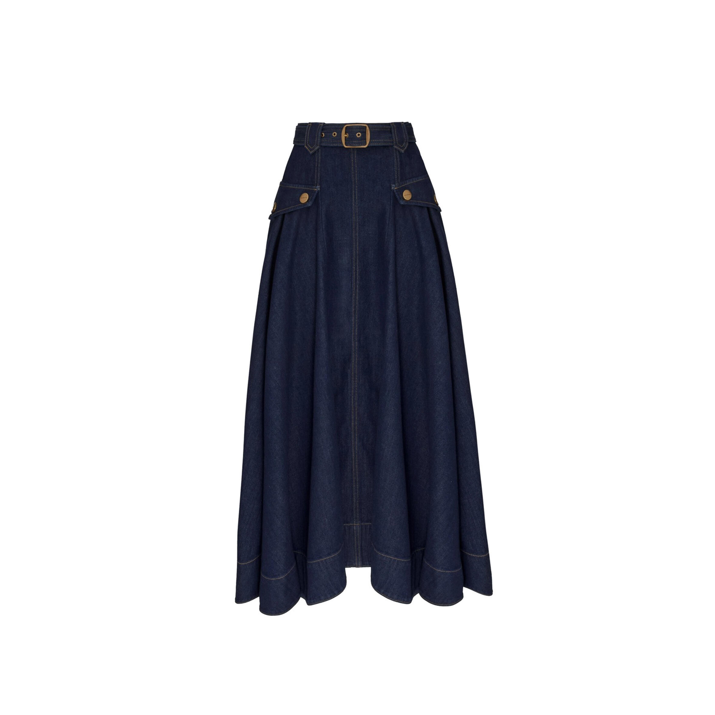 ZIMMERMANN DENIM UTILITY MIDI SKIRT 8637SS26R